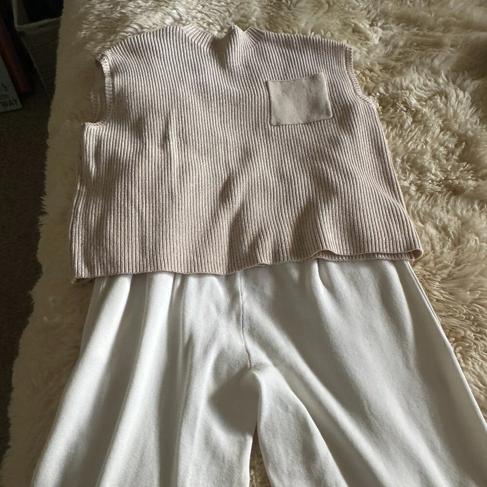 Seetaa Knit Two Piece Outfits Sets for Women Sweater Pullover Tops High Waisted